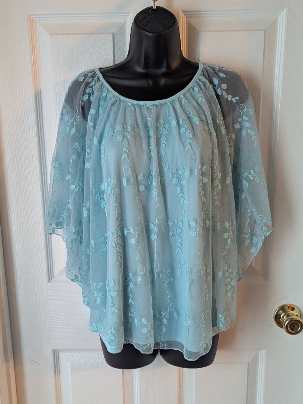 Est 1946 aqua blue sheer top with lining - S - Picture 1 of 6